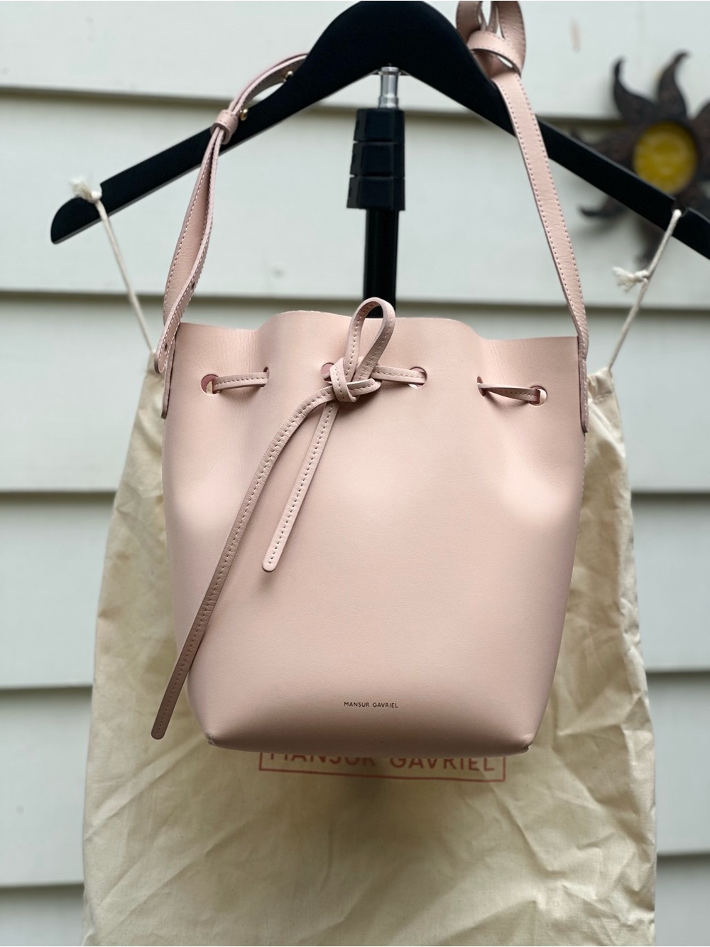 Mansur Gavriel Blush Pink Leather Bucket Shoulder Bag